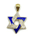 14K Gold & Diamond With Blue Enamel Star of David Necklace